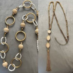 TWO Fun & Casual Lightweight Goldtone Necklaces